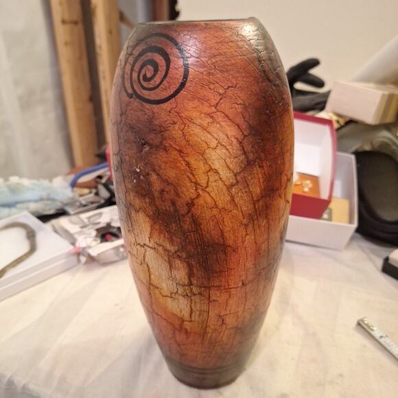 Mexican Pottery Vase 11" Folk Art Floor Pot Rustic Kokopelli Clay Southwest - Picture 3 of 6